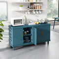 59.84''Large Size 4 Door Cabinet, Same As Living Room, Kitchen, Bedroom, Hallway Blue Blue Solid Wood Mdf