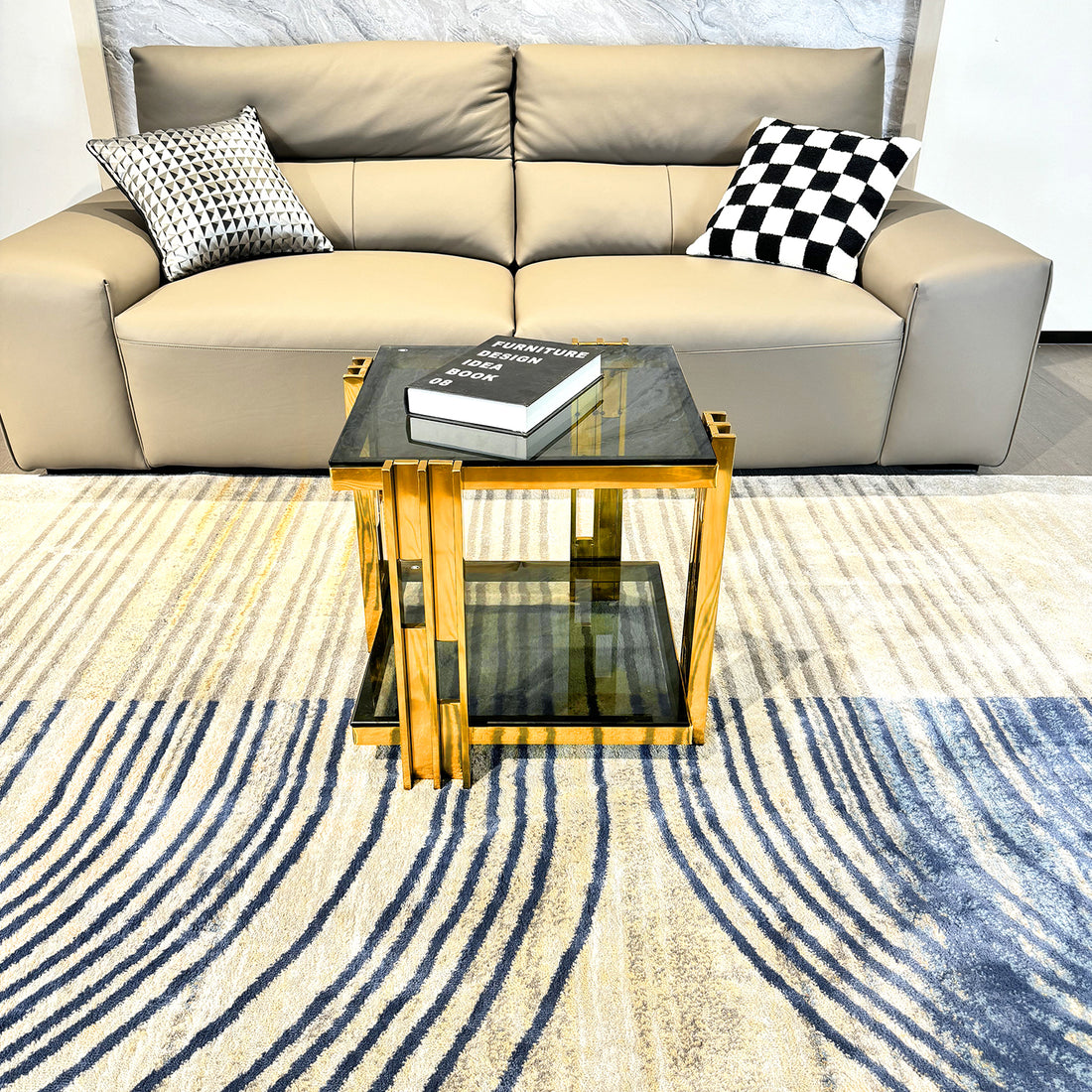 Stainless Steel End Table, Double Layer, Black Tempered Glass End Table, For Bed Room, Living Room, Gold Color Black,Gold Modern Open Storage Square Stainless Steel,Tempered Glass