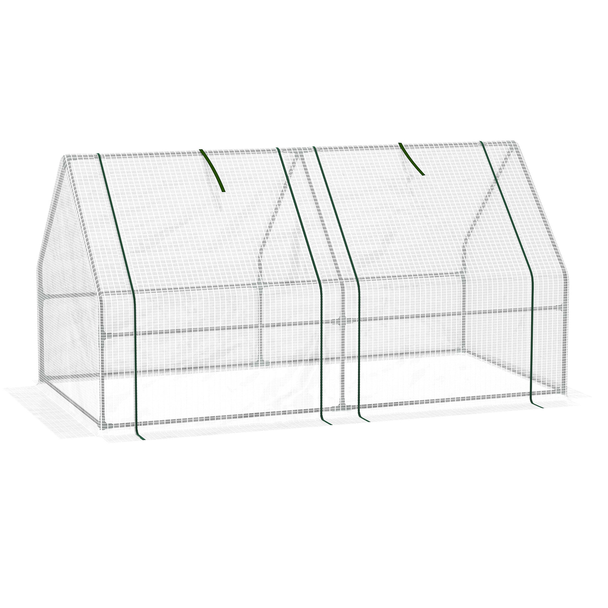 Outsunny 6' X 3' X 3' Portable Mini Greenhouse Outdoor Garden With Large Zipper Doors And Water Uv Pe Cover, White White Plastic