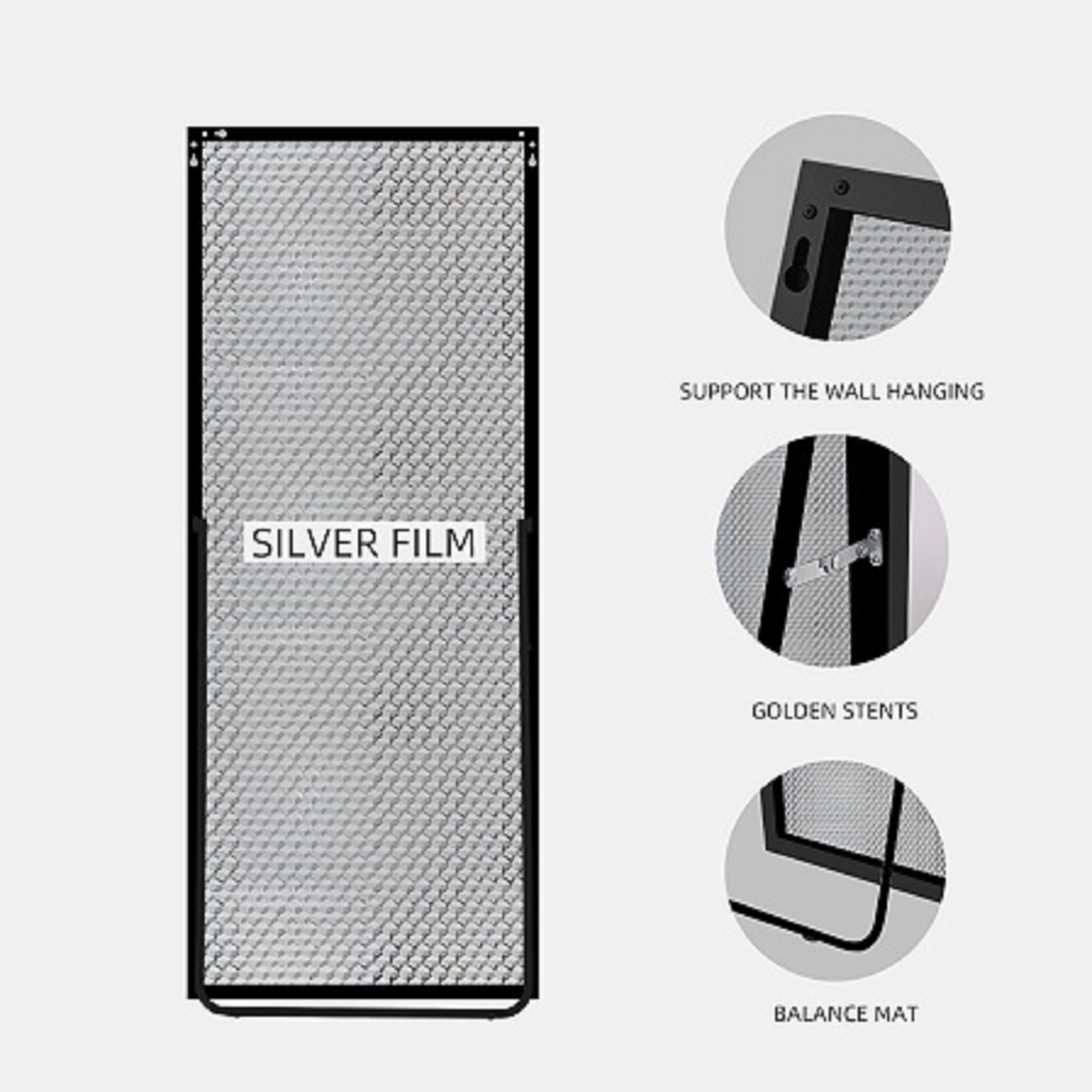 65*24 Inch Floor Mirror Full Length Mirror Ultra Thin Aluminum Alloy Frame Modern Style Standing Hanging Mirror Wall Mounted Mirror Black Modern Glass Metal