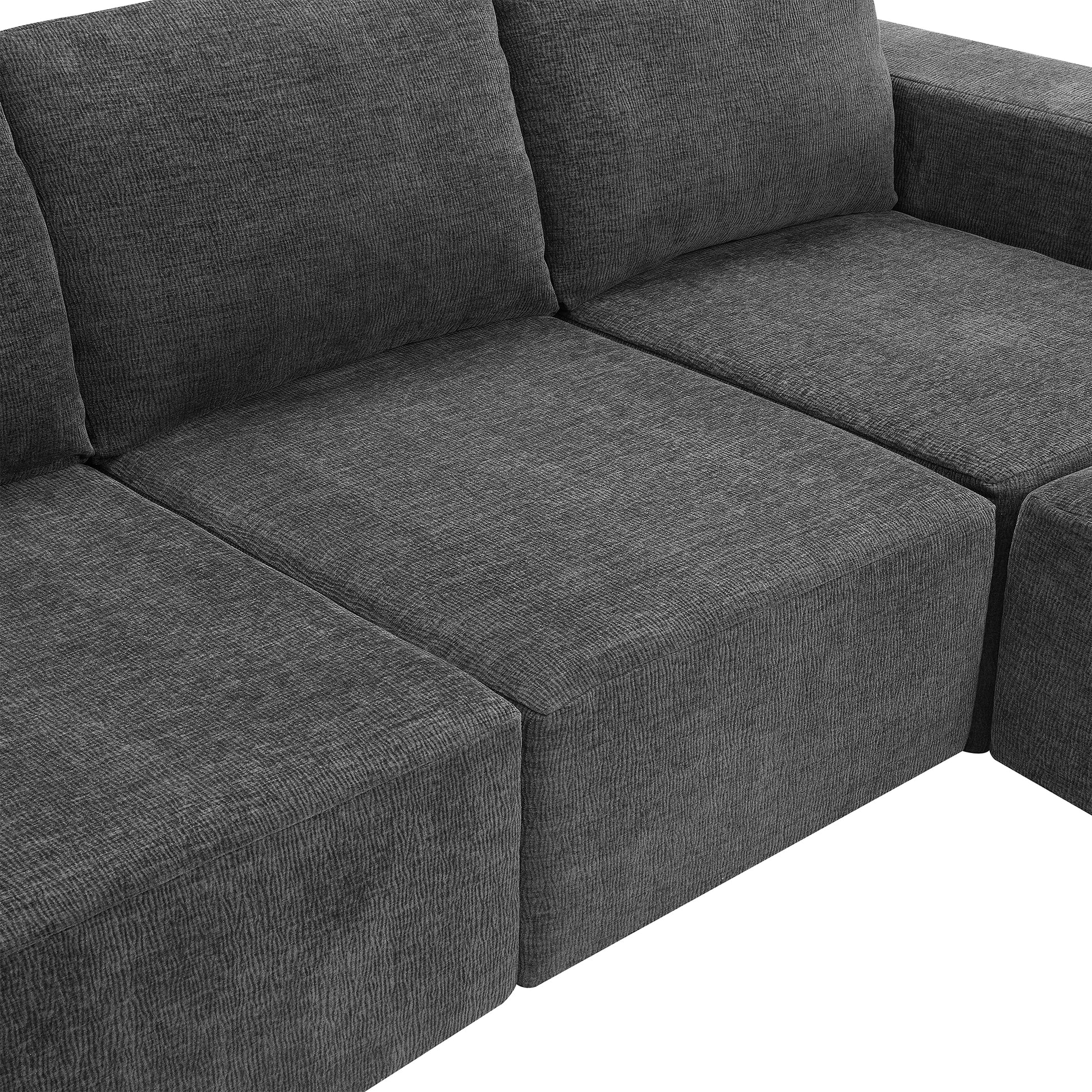 110*72" Modular U Shaped Sectional Sofa,Luxury Chenille Floor Couch Set,Upholstered Indoor Furniture,Foam Filled Sleeper Sofa Bed For Living Room,Bedroom,Free Combination,3 Colors Dark Gray Polyester 6 Seat