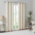 Basketweave Room Darkening Curtain Panel Pair 2 Pcs Window Panels Ivory Polyester