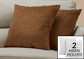 Pillows, Set Of 2, 18 X 18 Square, Insert Included, Decorative Throw, Accent, Sofa, Couch, Bedroom, Brown Hypoallergenic Polyester, Modern Brown Polyester Polyester