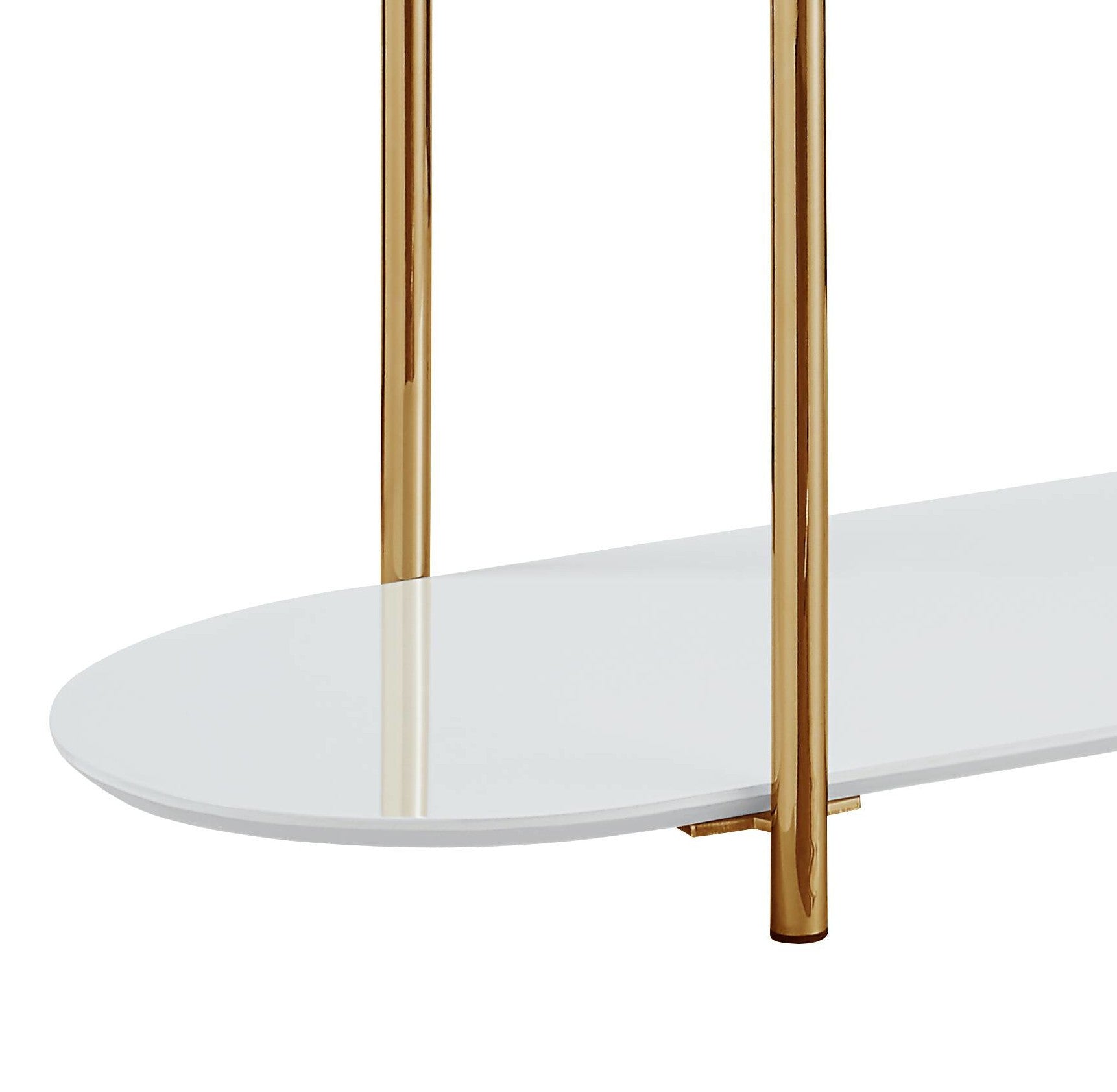 Daveigh Sofa Table, White High Gloss & Gold Finish Lv02466 White Gold Wood Metal