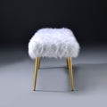 White And Gold Bench With Straight Legs White Gold Bedroom White Contemporary Fabric Metal