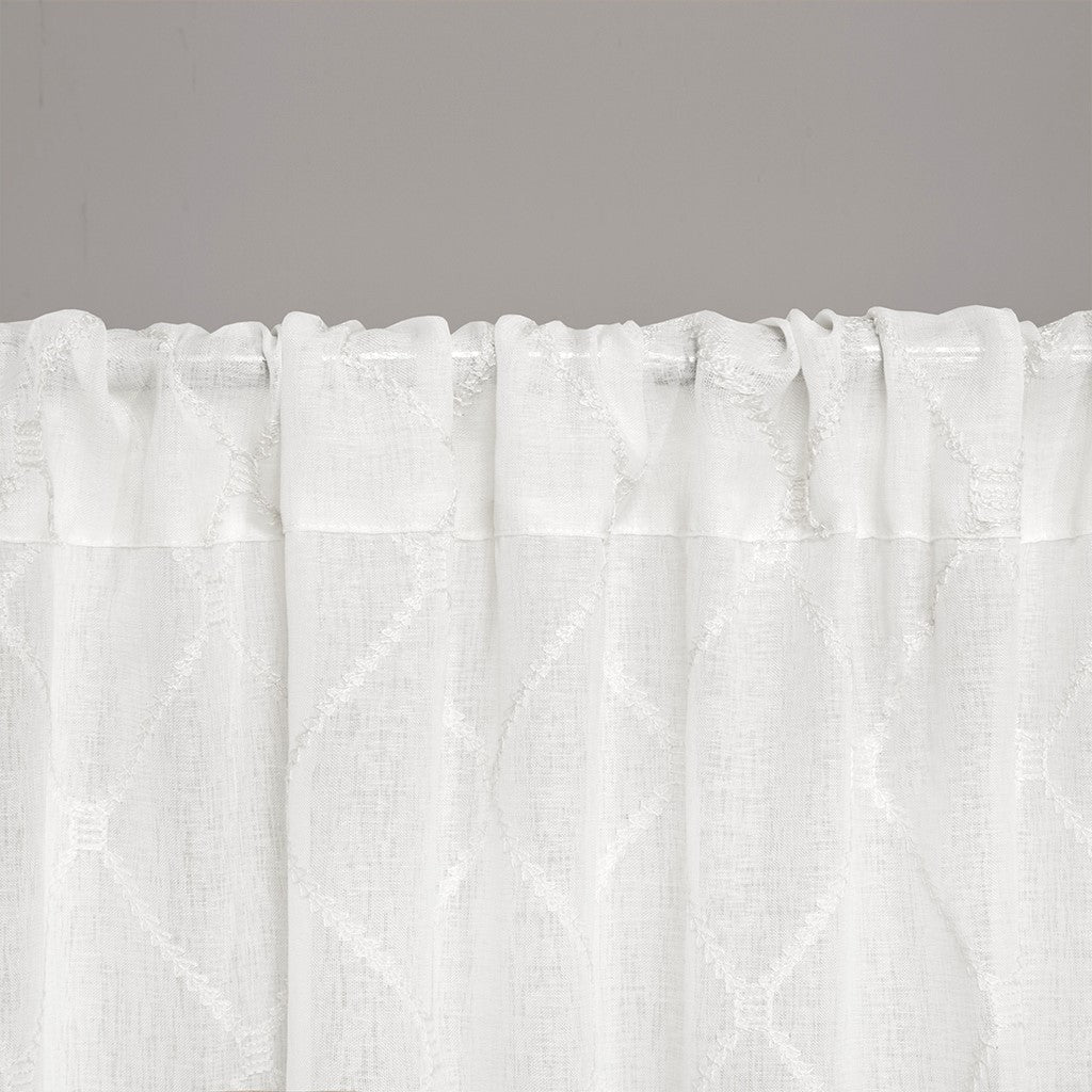 Diamond Sheer Window Curtain Panel Only 1 Pc Panel White Polyester