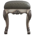 Grey And Vintage Bone White Vanity Stool With Tufted Seat Grey Bedroom Wood Fabric