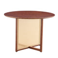 Chinese Countryside Retro Solid Wood Round Table, Simple Modern Imitation Rattan Table, Wooden Table, Desk. Suitable For Dining Room, Living Room, Office Walnut Rubber Wood