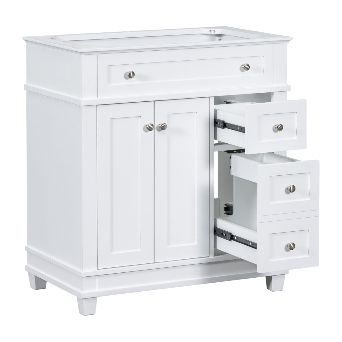 30" Bathroom Vanity Cabinet Without Sink, Free Standing Vanity With 2 Drawers& Soft Closing Doors, Solid Wood Frame Bathroom Cabinet, White Not Include Sink 2 White 2 1 Bathroom Freestanding Solid Wood Mdf Painted