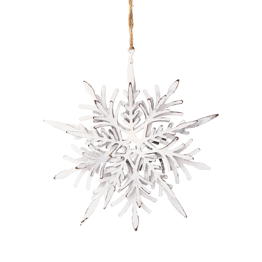 Set Of 6 Iron Snowflake Hanger, Decorative Hanging Ball Christmas Tree Ornaments For Holiday Party Decorations White Iron