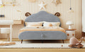 Full Size Upholstered Platform Bed With Sheep Shaped Headboard, Gray Full Gray Plywood