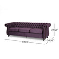 Luxurious 3 Seater Purple Velvet Sofa, Featuring A Classic Design With Modern Elegance, Perfect For Adding Sophistication And Style To Any Living Room, Plush Comfort And Durable Craftsman Black Berry Wood Primary Living Space Medium Soft Tight Back