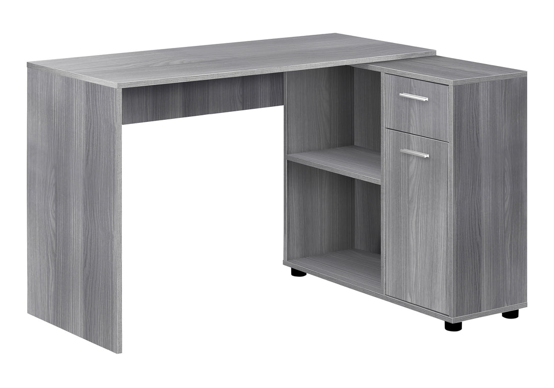 Computer Desk, Home Office, Corner, Storage Drawers, 46"L, L Shape, Work, Laptop, Grey Laminate, Contemporary, Modern Grey Particle Board