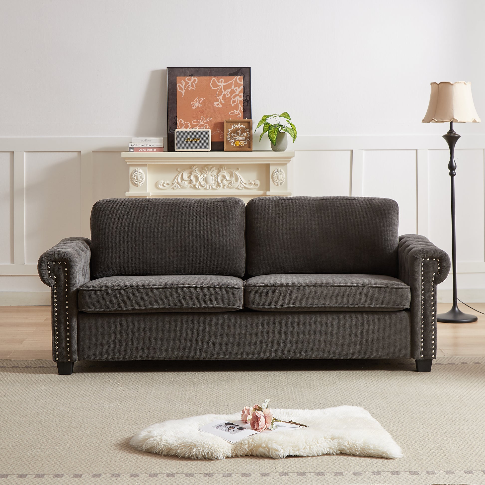 Fx 83.8" Convertible Sleeper Sofa Bed, 2 In 1 Pullout Sofa Bed, Polyester Sleeper Sofa Bed With Folding Mattress, Living Room Pullout Sofa Bed, Apartment Small Space Sofa Sleeper Gray Polyester Foam Fabric 3 Seat