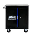 Double Door Clapboardl Multi Function Tool Cart Blak Blue Black Blue Steel