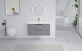 36 Inch Floating Bathroom Vanity With Ceramic Sink Set, Modern Bath Storage Cabinet Vanity With Drawers Wall Mounted Combo For Bathroom, Gray Grey Mdf