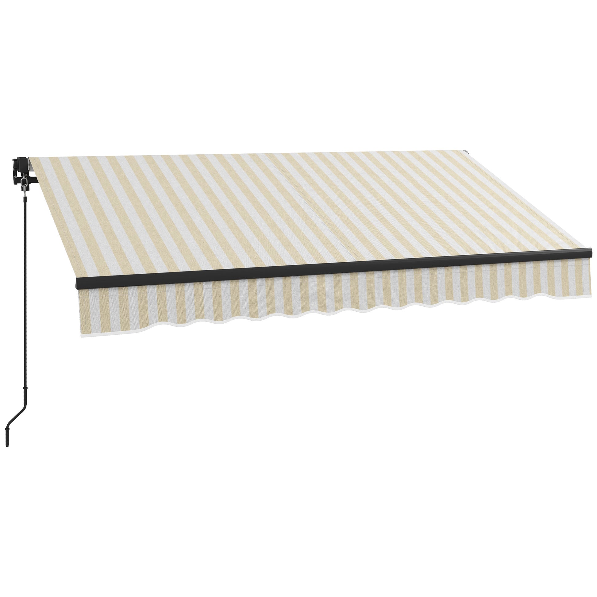 Outsunny 8' X 6.5' Retractable Awning, Patio Awning Sunshade Shelter With Manual Crank Handle, 280Gsm Uv Resistant Fabric And Aluminum Frame For Deck, Balcony, Yard, Beige And White Beige Polyester