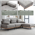 100.7'' L Shape Sectional Sofa 3 Seater Couches With A Removable Ottoman, Comfortable Fabric For Living Room, Apartment, Grey Grey Foam Palomino Fabric 4 Seat
