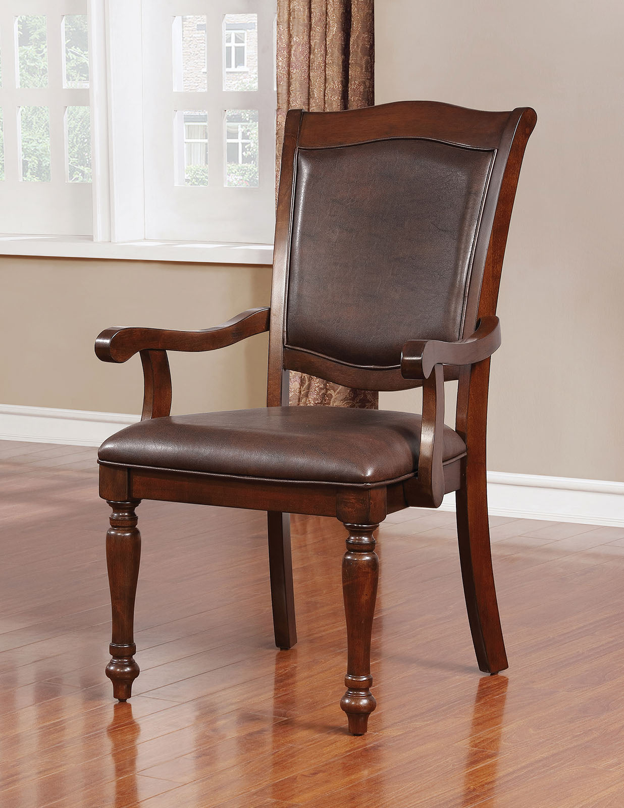 Luxurious Traditional Dining Chairs Brown Cherry Solid Wood Espressoseat Set Of 2Pc Arm Chairs Turned Legs Kitchen Dining Room Cherry,Espresso Brown Dining Room Traditional Dining Chairs Solid Back Solid Wood