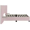 Full Size Upholstered Platform Bed With Big Headboard, Bedroom Furniture, Velvet, Pink Full Pink Plywood
