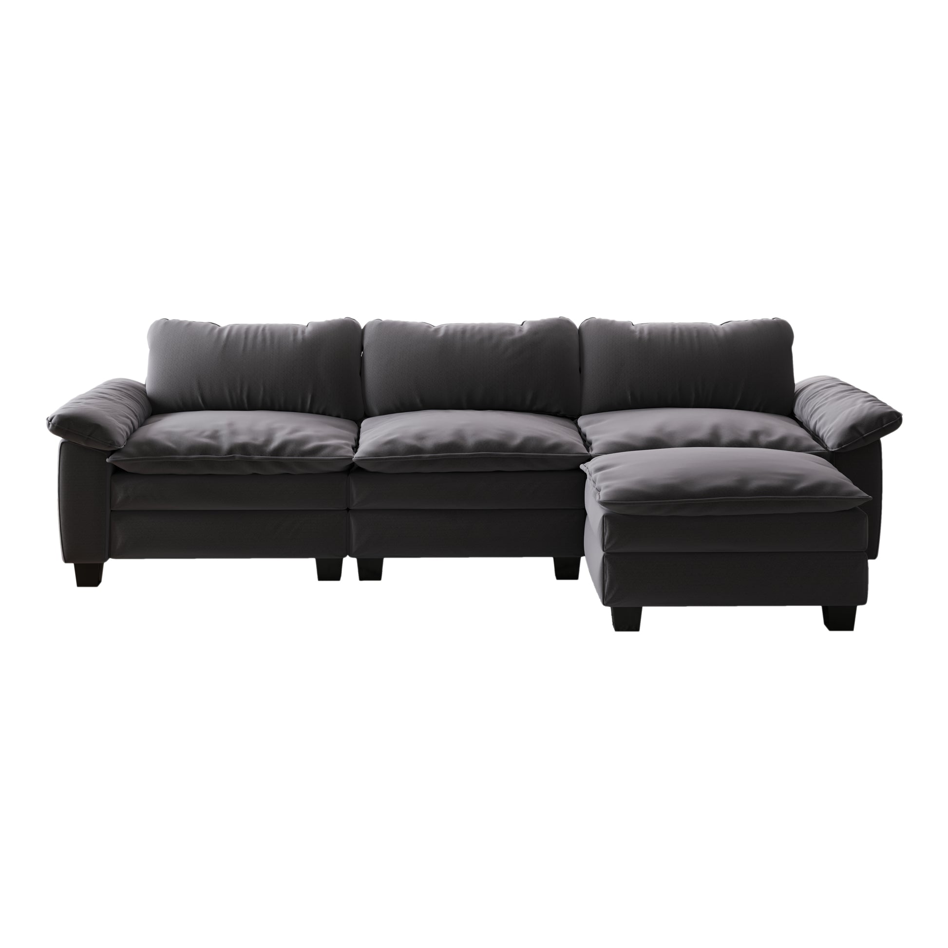 Living Room Furniture Luxury Sectional Sofa Couch With Ottoman Soft Velvet Upholstered Sofa Grey Grey Foam Velvet 3 Seat