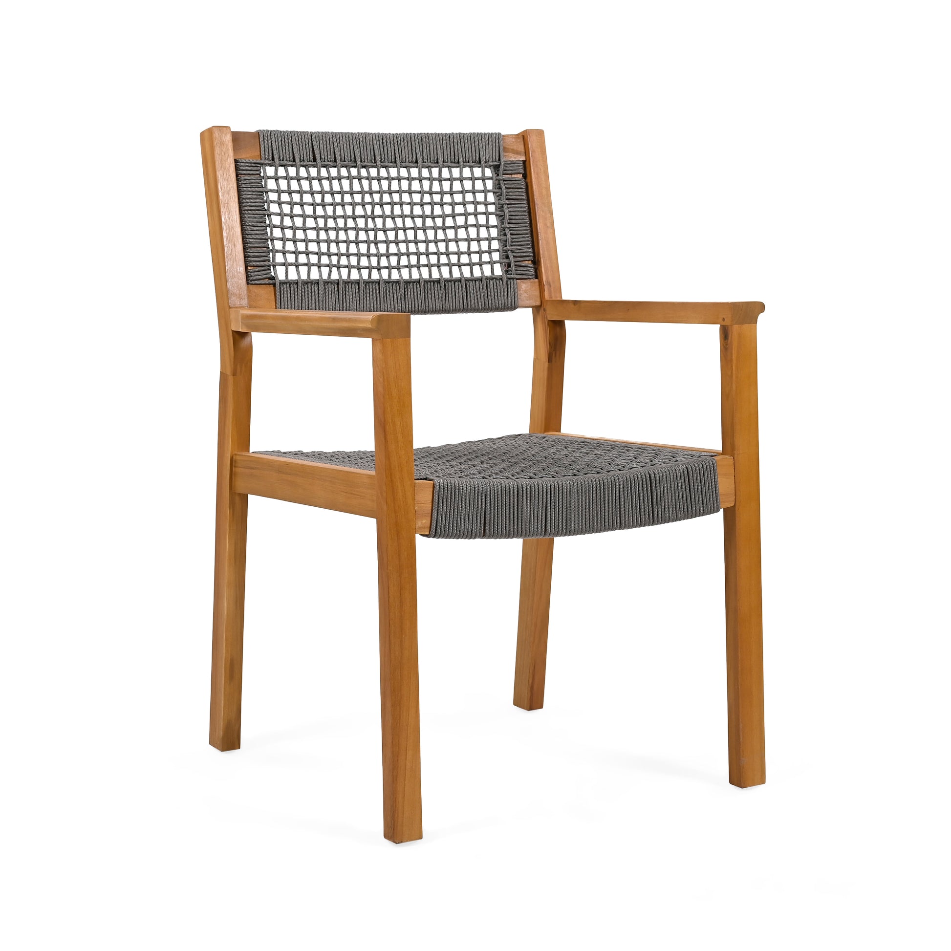 Braided Dining Chair Dark Grey Dark Grey,Teak Acacia Wood,Rope