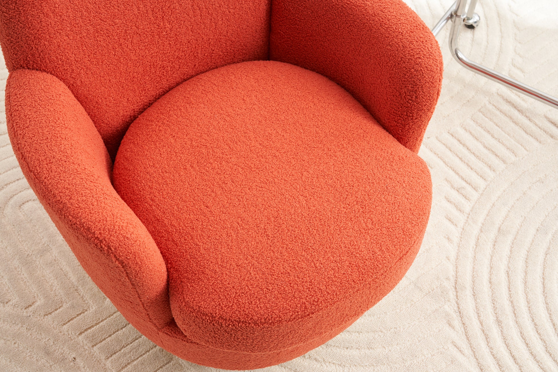 Teddy Swivel Barrel Chair, Swivel Accent Chairs Armchair For Living Room, Reading Chairs For Bedroom Comfy, Round Barrel Chairs With Gold Stainless Steel Base Orange Orange Primary Living Space