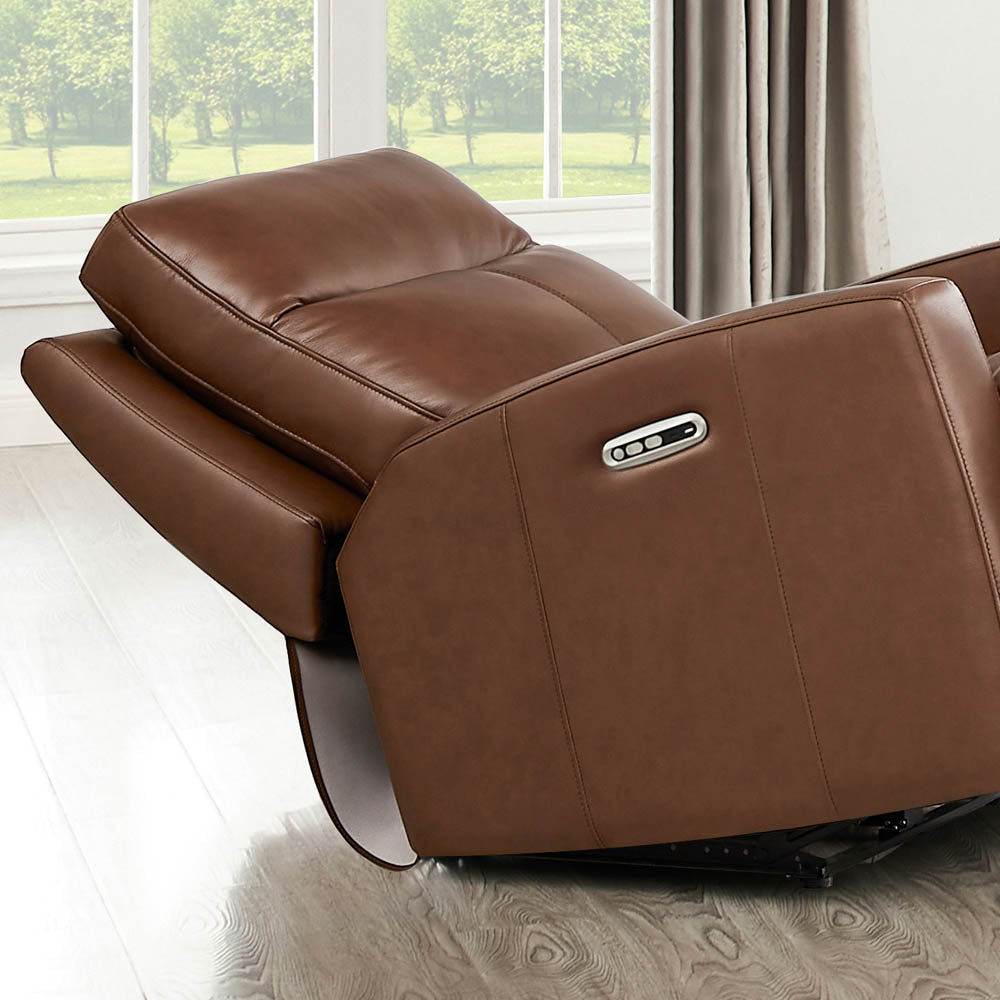 Vienna Power Headrest Zero Gravity Recliner Brown Wood Primary Living Space Tight Back Mid Century Modern Eucalyptus Square Arms Memory Foam Leather