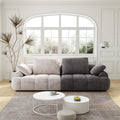 86.6 Large Size Two Seat Sofa,Modern Upholstered,Beige Paired With Grey Suede Fabric Beige Grey Velvet Wood Primary Living Space Soft Modern Eucalyptus Polyurethane Foam Eucalyptus 3 Seat