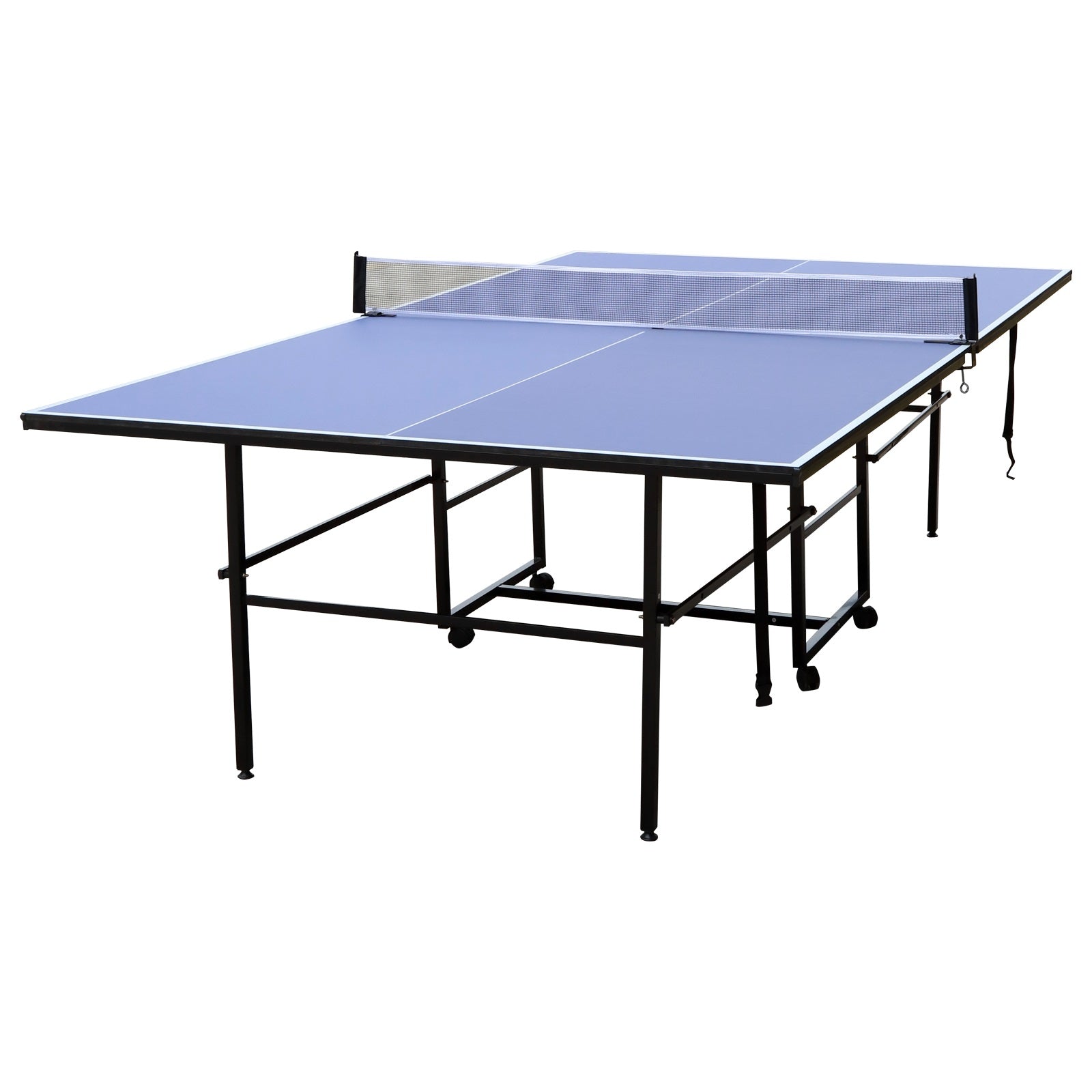 Table Tennis Table, 9Ft Foldable & Portable Ping Pong Table Set With Net For Indoor Outdoor Game Balls Sports Blue Foldable Mdf