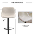 Homcom Adjustable Bar Stools, Swivel Bar Height Chairs Barstools Padded With Back For Kitchen, Counter, And Home Bar, Set Of 2, Cream White Cream White Linen