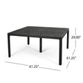 Outdoor Modern Aluminum Dining Table With Woven Accents, Antique Matte Black Black Aluminium