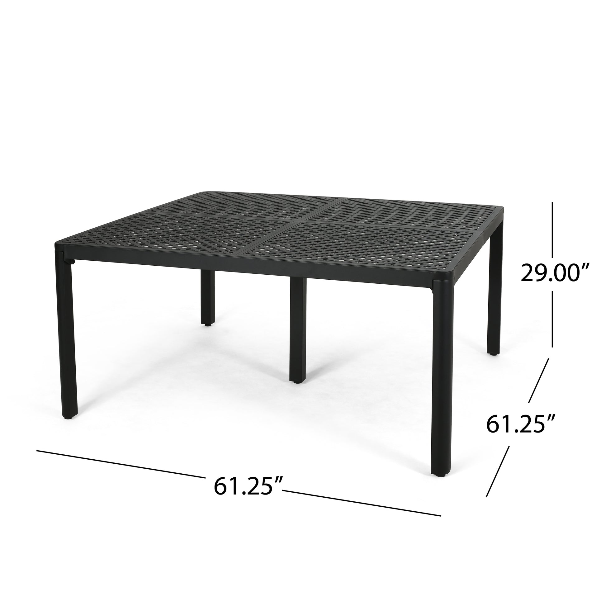 Outdoor Modern Aluminum Dining Table with Woven black-aluminium