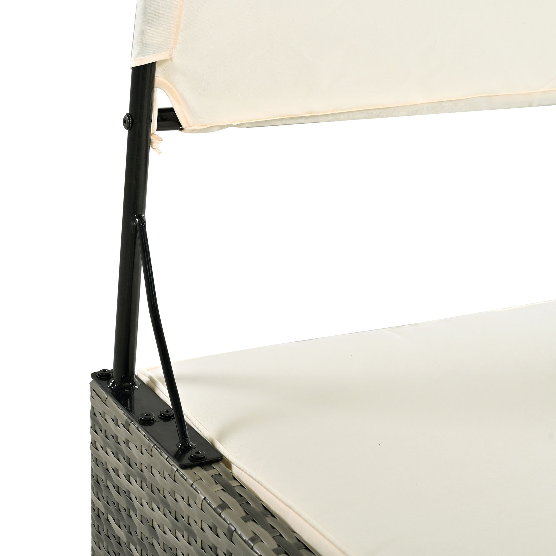 Patio Daybed Outdoor Daybed Outdoor Rattan Sun Lounger With Shelter Roof With Adjustable Backrest, Storage Box And 2 Cup Holders For Patio, Balcony, Poolside,Cream Yes Cream Seats 2 Water Resistant Frame Water Resistant Cushion Garden & Outdoor Sectional