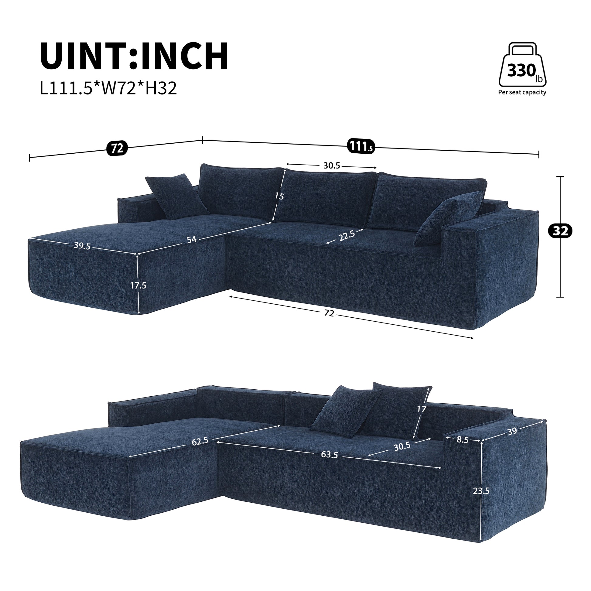 9587B Package Dark Blue Chenille 1 Seat
