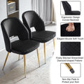 Black Velvet Dining Chairs With Metal Legs And Hollow Back Upholstered Dining Chairs Set Of 4 Metal Black Dining Room Foam Dry Clean Modern Dining Chairs Velvet