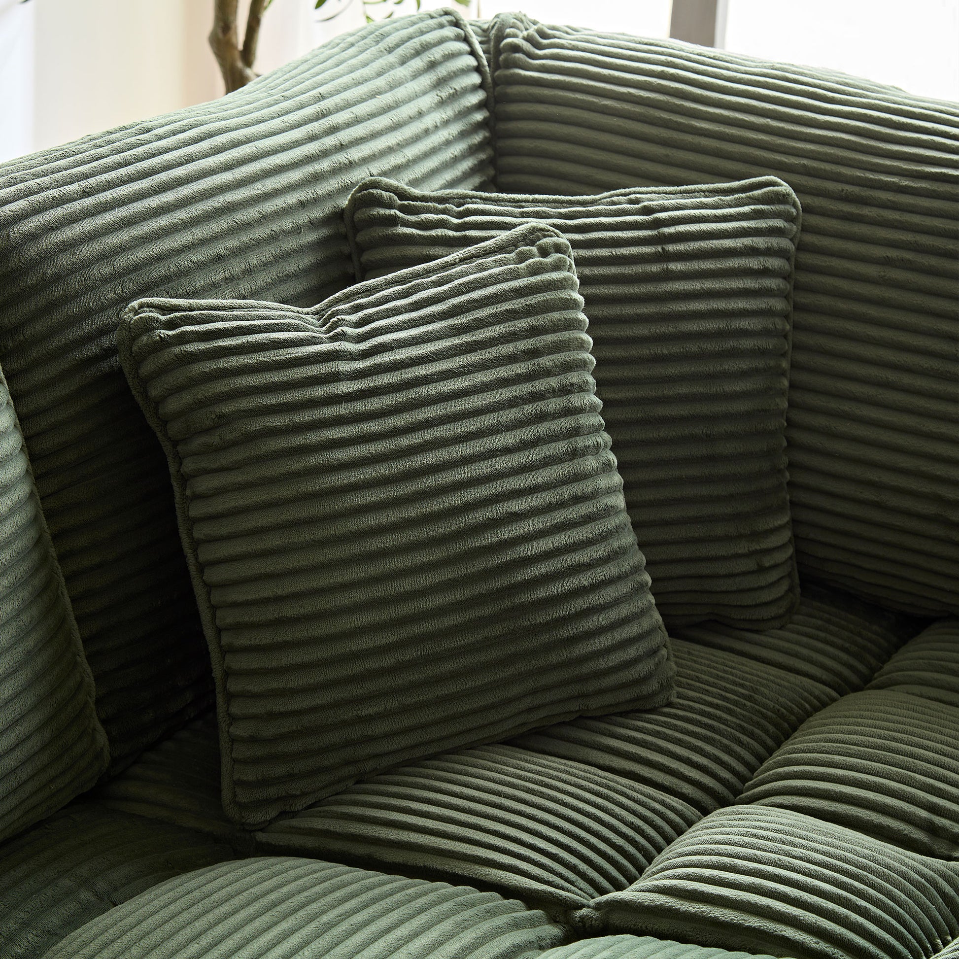 6 Seats,Oversized Sectional Sofa,L Shaped Corner Couch With Detachable Seat & Back Cushion, Corduroy Upholstery Convertible Sleeper Sofa&Couch For Living Room Green Fabric 6 Seat