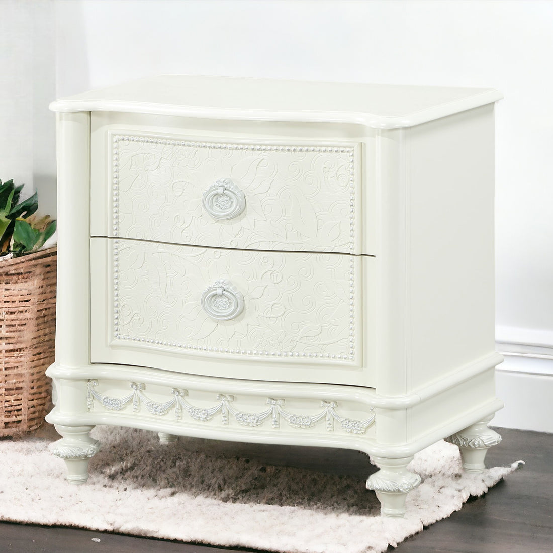 Ivory 2 Drawer Nightstand Ivory 2 Drawers Bedroom Rectangle Drawers Wood