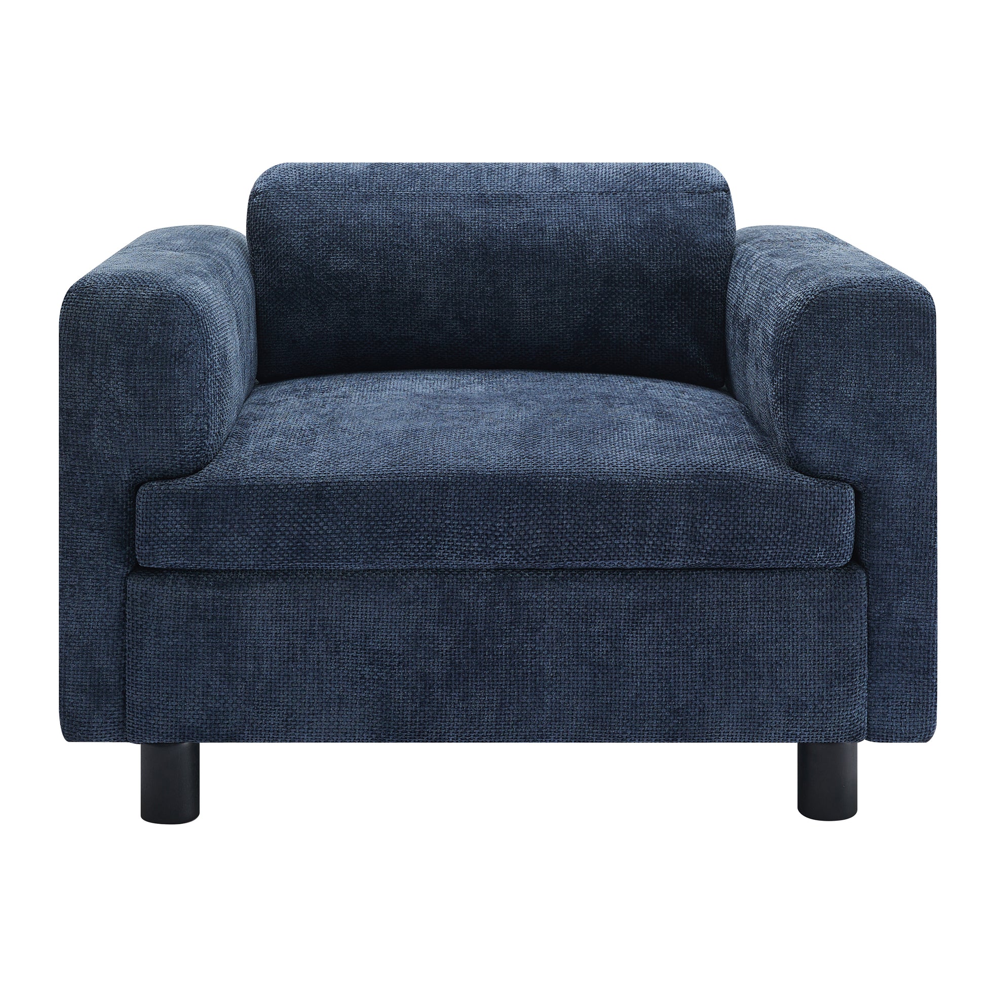 Modern Oversized Armchair Comfy Accent Chair Single Sofa For Living Room Bedroom Office Apartment, Woven Velvet Fabric, Blue Blue Wood