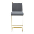 Modern Pu Leather Upholstered Bar Chairs With C Shaped Gold Plated Metal Legs Are Suitable For Dining Rooms, Kitchens, Terraces And Guest Office Chairs Gray Pu