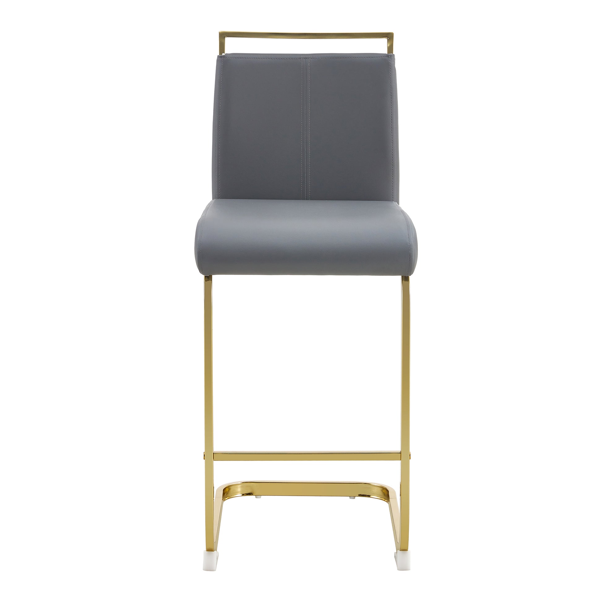 Modern Pu Leather Upholstered Bar Chairs With C Shaped Gold Plated Metal Legs Are Suitable For Dining Rooms, Kitchens, Terraces And Guest Office Chairs Gray Pu