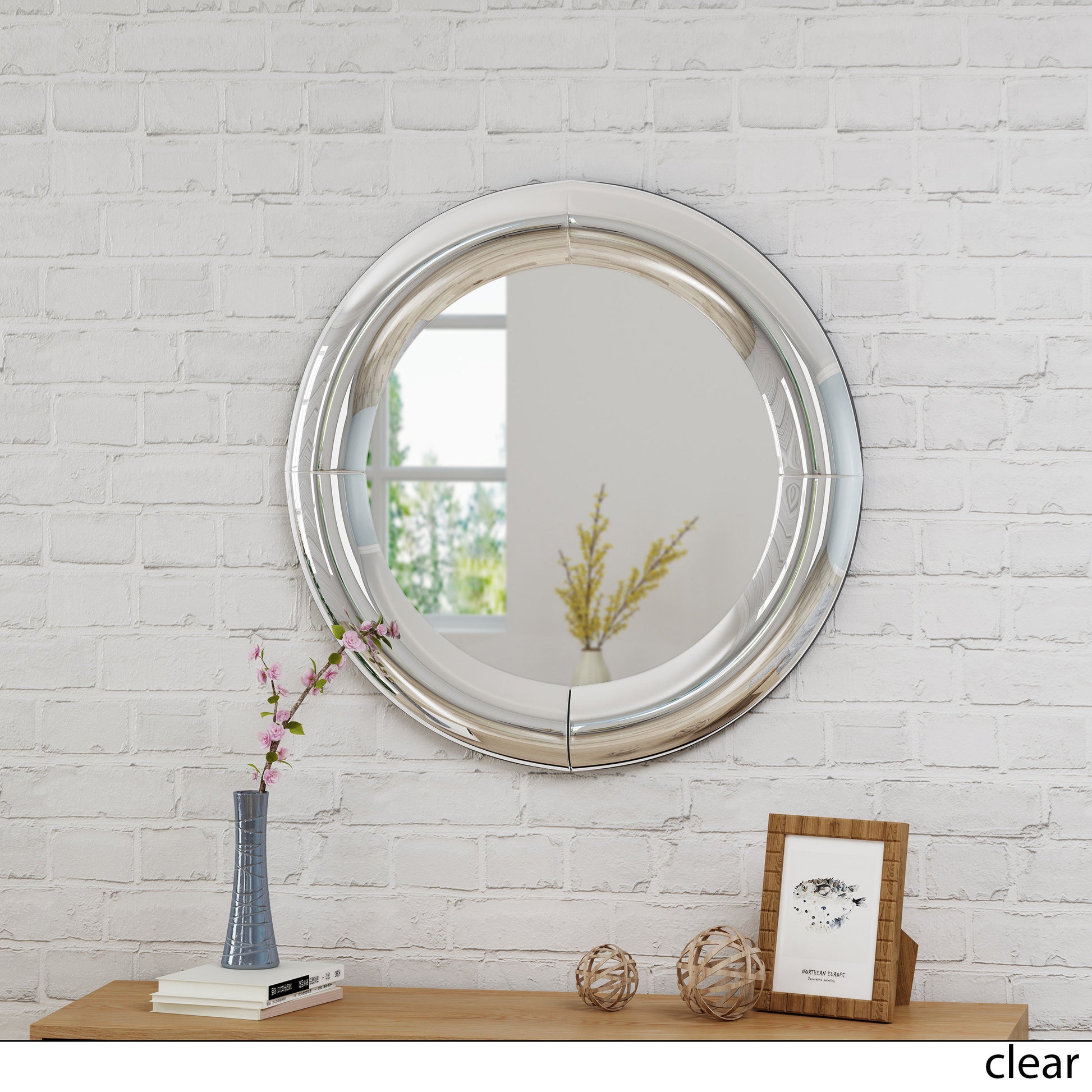 Curved Round Mirror Clear Mdf