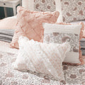 6 Piece Cotton Percale Quilt Set With Throw Pillows Blush Full Queen Full Blush Polyester