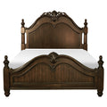 Classic Traditional Queen Bed Carved Finials Dark Cherry Finish Bedroom Furniture 1Pc Louis Philippe Style Box Spring Required Queen Cherry Wood Bedroom Panel Wood