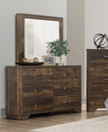 Rustic Brown Finish Dresser With Storage Drawers Clipped Corners Transitional Style Wooden Bedroom Furniture 1Pc Brown Bedroom Transitional Wood