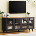 Farmhouse Tv Stand With Tempered Glass Doors For Tvs Up To 70