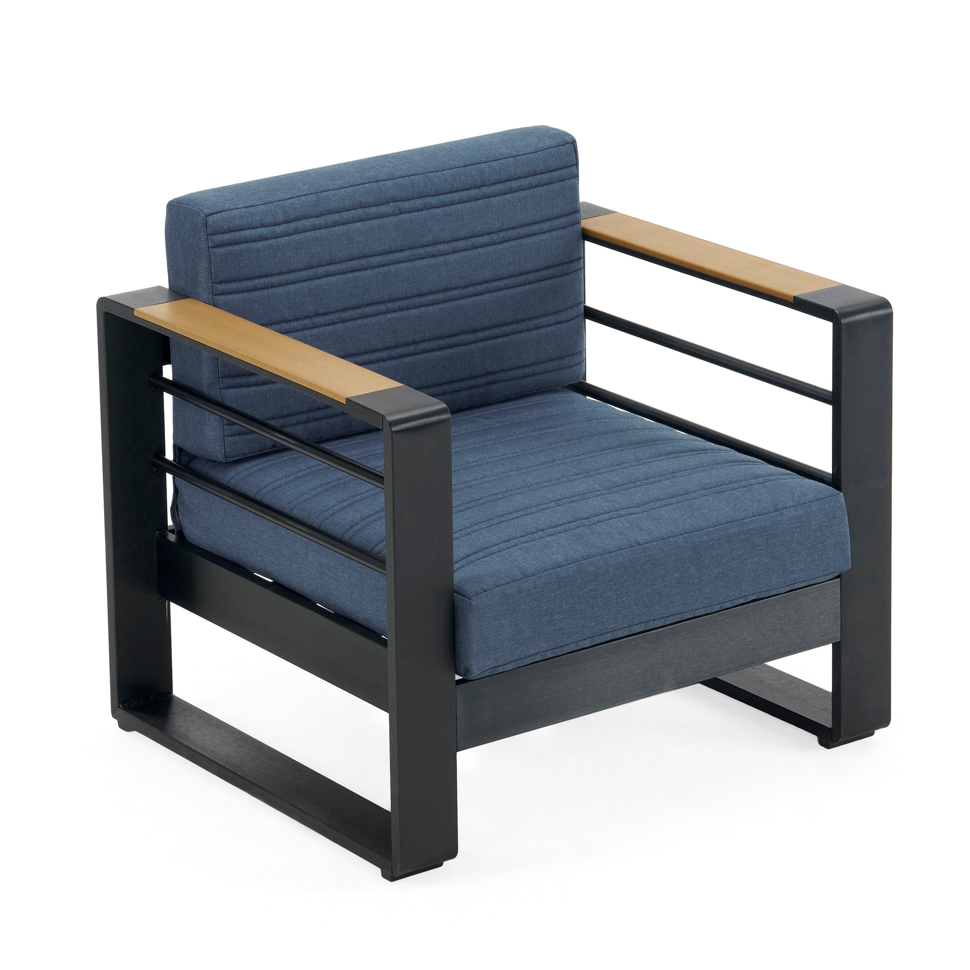 Giovanna Club Chair Blue Fabric Metal