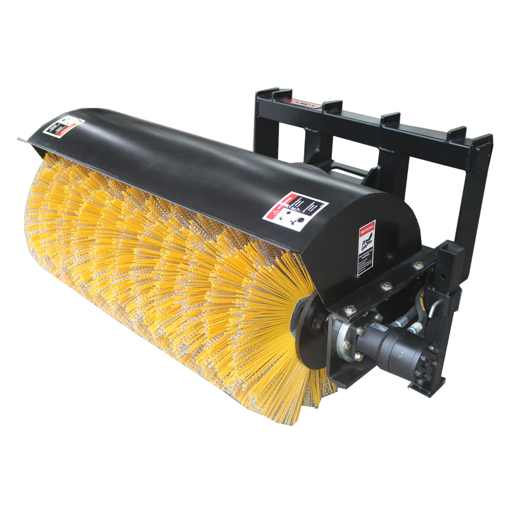 44" Small Skid Steer Hydraulic Rotary Angle Broom Sweeper, Standard Flow, Bi Directional, 22" Brush Diameter Black Steel