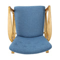 Solid Wood Rocking Chair Blue Fabric