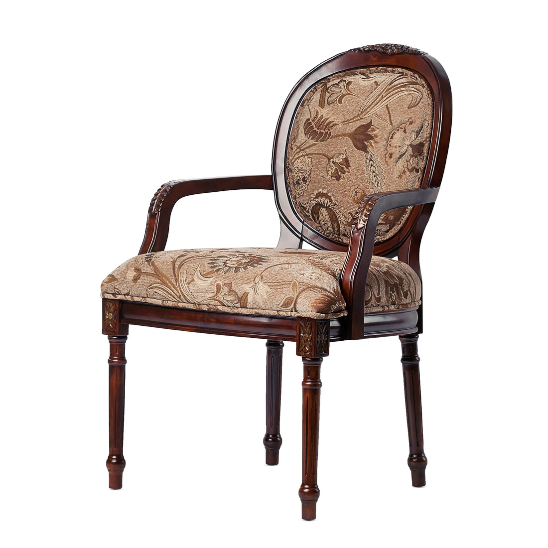 Bernice Oval Back Chair Brown Beige Gray Foam Wood Fabric